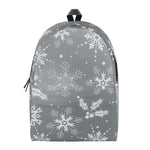 Silver And White Snowflake Pattern Print Backpack