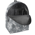 Silver And White Snowflake Pattern Print Backpack