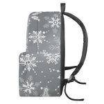 Silver And White Snowflake Pattern Print Backpack