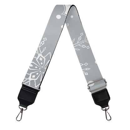 Silver And White Snowflake Pattern Print Bag Strap