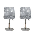 Silver And White Snowflake Pattern Print Bar Stool Covers