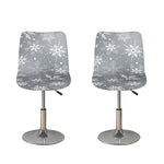 Silver And White Snowflake Pattern Print Bar Stool Covers
