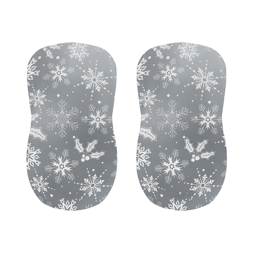Silver And White Snowflake Pattern Print Bar Stool Covers
