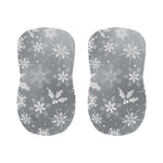 Silver And White Snowflake Pattern Print Bar Stool Covers