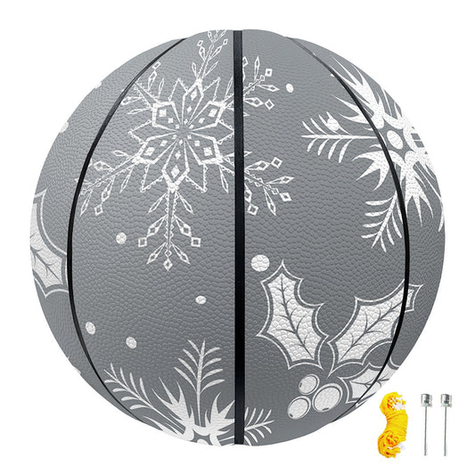 Silver And White Snowflake Pattern Print Basketball