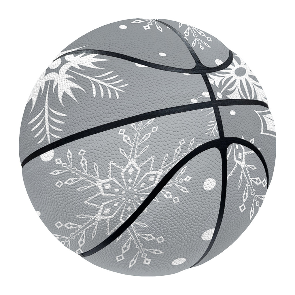 Silver And White Snowflake Pattern Print Basketball