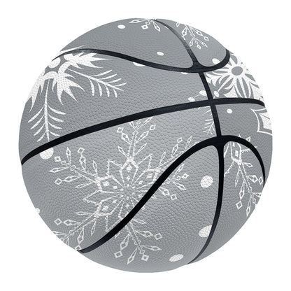 Silver And White Snowflake Pattern Print Basketball