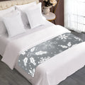 Silver And White Snowflake Pattern Print Bed Runner
