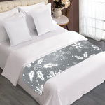 Silver And White Snowflake Pattern Print Bed Runner