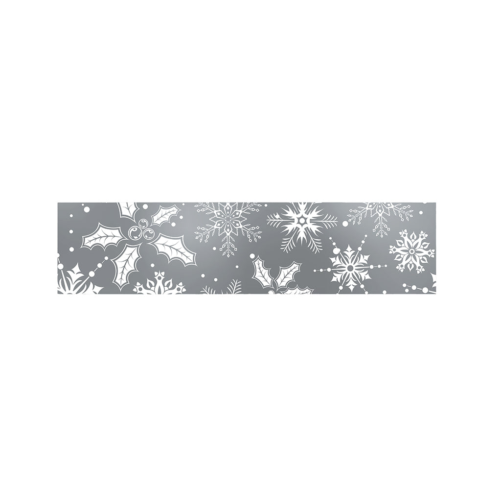 Silver And White Snowflake Pattern Print Bed Runner
