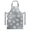 Silver And White Snowflake Pattern Print Bib Apron With Pocket