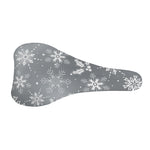 Silver And White Snowflake Pattern Print Bicycle Seat Cover