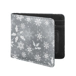 Silver And White Snowflake Pattern Print Bifold Wallet