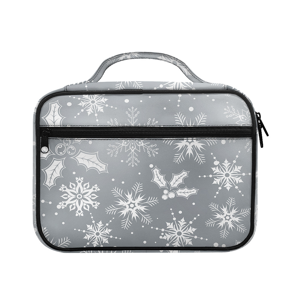 Silver And White Snowflake Pattern Print Briefcase Bible Bag