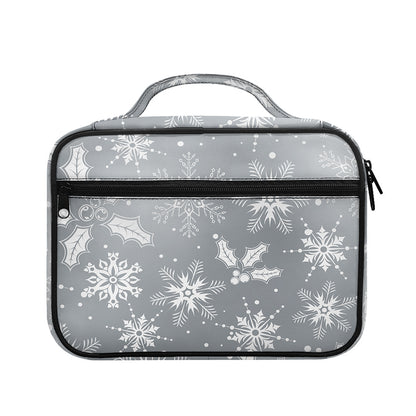 Silver And White Snowflake Pattern Print Briefcase Bible Bag