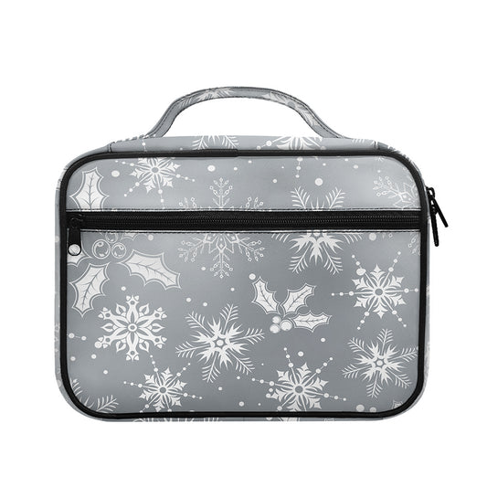 Silver And White Snowflake Pattern Print Briefcase Bible Bag