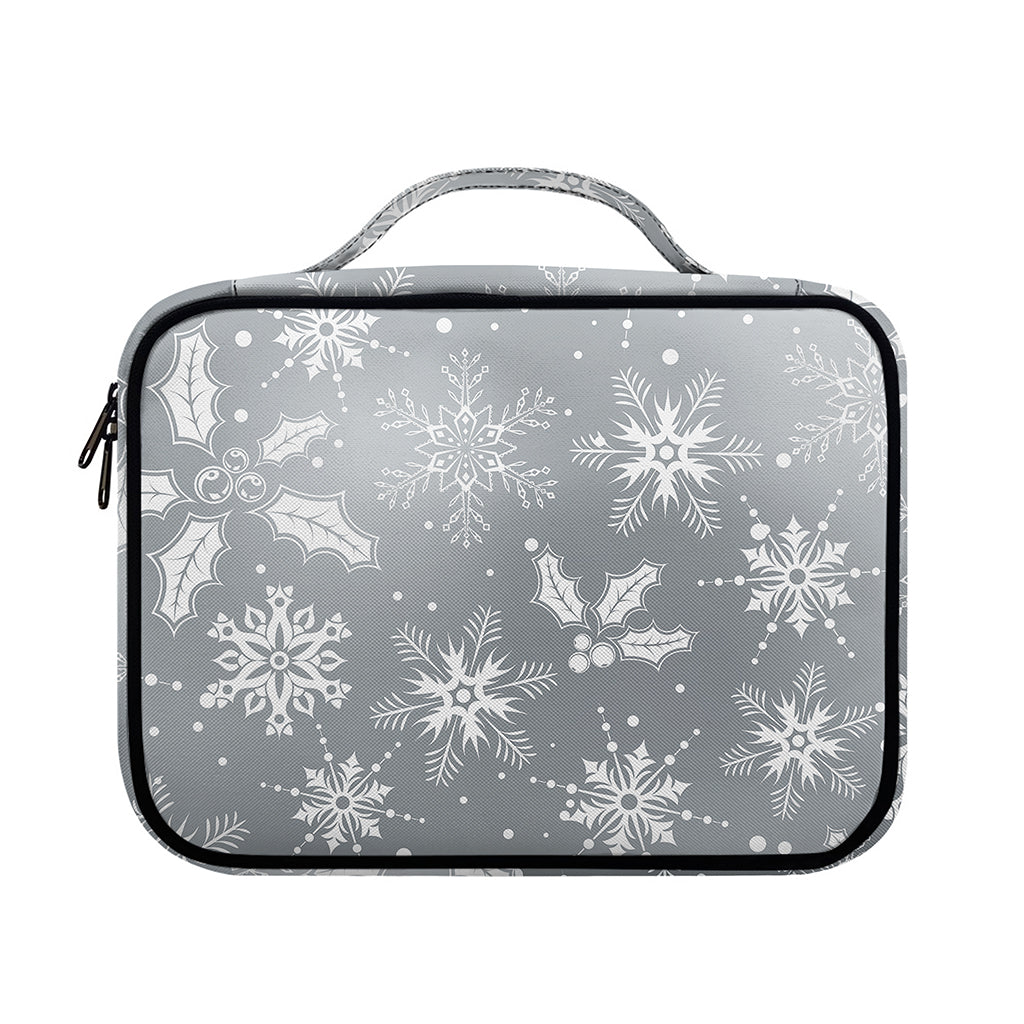 Silver And White Snowflake Pattern Print Briefcase Bible Bag