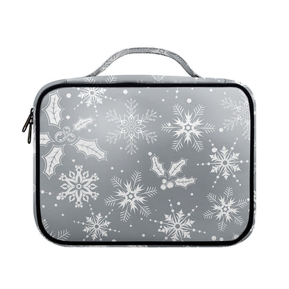 Silver And White Snowflake Pattern Print Briefcase Bible Bag