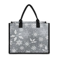 Silver And White Snowflake Pattern Print Canvas Tote Bag