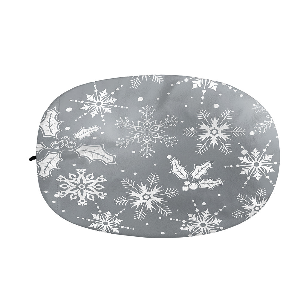 Silver And White Snowflake Pattern Print Car Side Mirror Covers