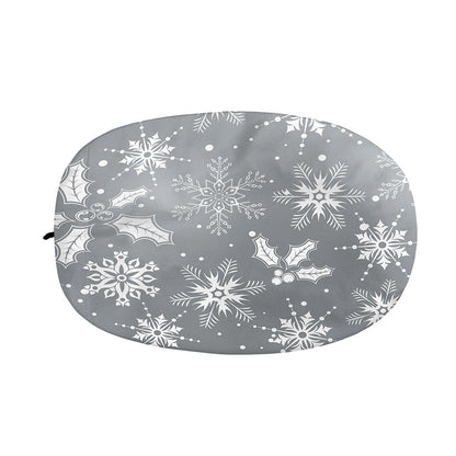 Silver And White Snowflake Pattern Print Car Side Mirror Covers