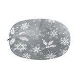Silver And White Snowflake Pattern Print Car Side Mirror Covers