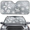 Silver And White Snowflake Pattern Print Car Windshield Sun Shade