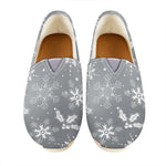 Silver And White Snowflake Pattern Print Casual Shoes