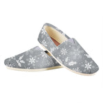 Silver And White Snowflake Pattern Print Casual Shoes