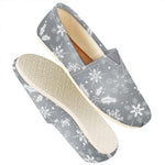 Silver And White Snowflake Pattern Print Casual Shoes