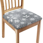 Silver And White Snowflake Pattern Print Chair Cushion Cover