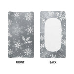 Silver And White Snowflake Pattern Print Changing Pad Cover