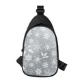 Silver And White Snowflake Pattern Print Sling Bag