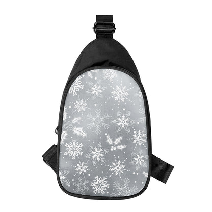 Silver And White Snowflake Pattern Print Chest Bag