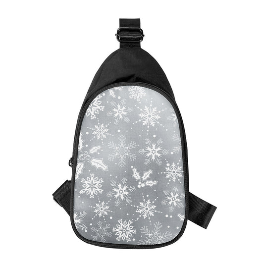 Silver And White Snowflake Pattern Print Chest Bag