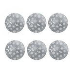 Silver And White Snowflake Pattern Print Coaster Set