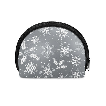 Silver And White Snowflake Pattern Print Coin Purse