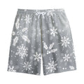 Silver And White Snowflake Pattern Print Cotton Shorts