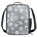 Silver And White Snowflake Pattern Print Crossbody Lunch Bag