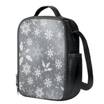 Silver And White Snowflake Pattern Print Crossbody Lunch Bag