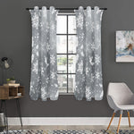 Silver And White Snowflake Pattern Print Curtain
