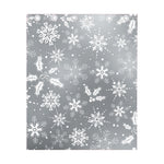 Silver And White Snowflake Pattern Print Curtain