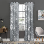Silver And White Snowflake Pattern Print Curtain