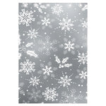 Silver And White Snowflake Pattern Print Curtain