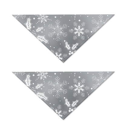 Silver And White Snowflake Pattern Print Dog Bandana