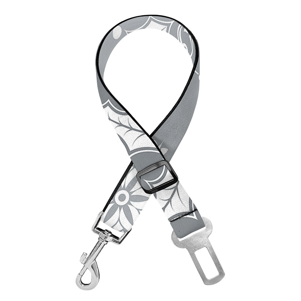 Silver And White Snowflake Pattern Print Dog Seat Belt