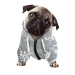 Silver And White Snowflake Pattern Print Dog Zip Up Hoodie
