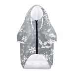 Silver And White Snowflake Pattern Print Dog Zip Up Hoodie