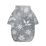 Silver And White Snowflake Pattern Print Dog Zip Up Hoodie