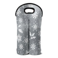 Silver And White Snowflake Pattern Print Double Neoprene Wine Tote